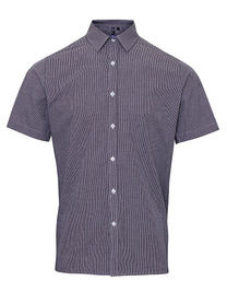 Men´s Microcheck (Gingham) Short Sleeve Cotton Shirt - PW221 - Premier Workwear