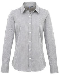 Women´s Microcheck (Gingham) Long Sleeve Cotton Shirt - PW320 - Premier Workwear