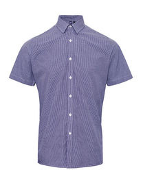 Men´s Microcheck (Gingham) Short Sleeve Cotton Shirt - PW221 - Premier Workwear