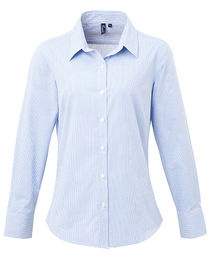 Women´s Microcheck (Gingham) Long Sleeve Cotton Shirt - PW320 - Premier Workwear